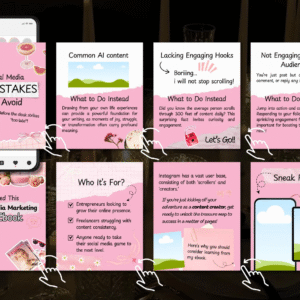 100 Aesthetic Pink Instagram Carousel Templates with PLR & MRR Rights