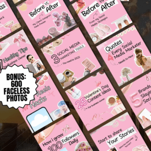 100 Aesthetic Pink Instagram Carousel Templates with PLR & MRR Rights