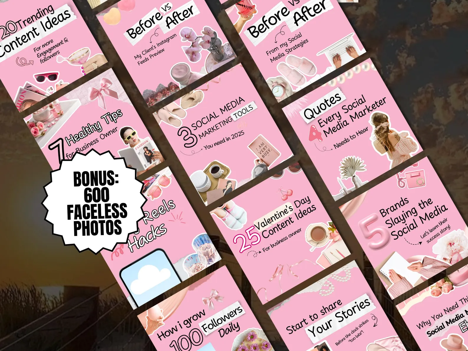 100 Aesthetic Pink Instagram Carousel Templates with PLR & MRR Rights – Image 4